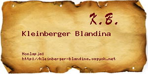 Kleinberger Blandina névjegykártya